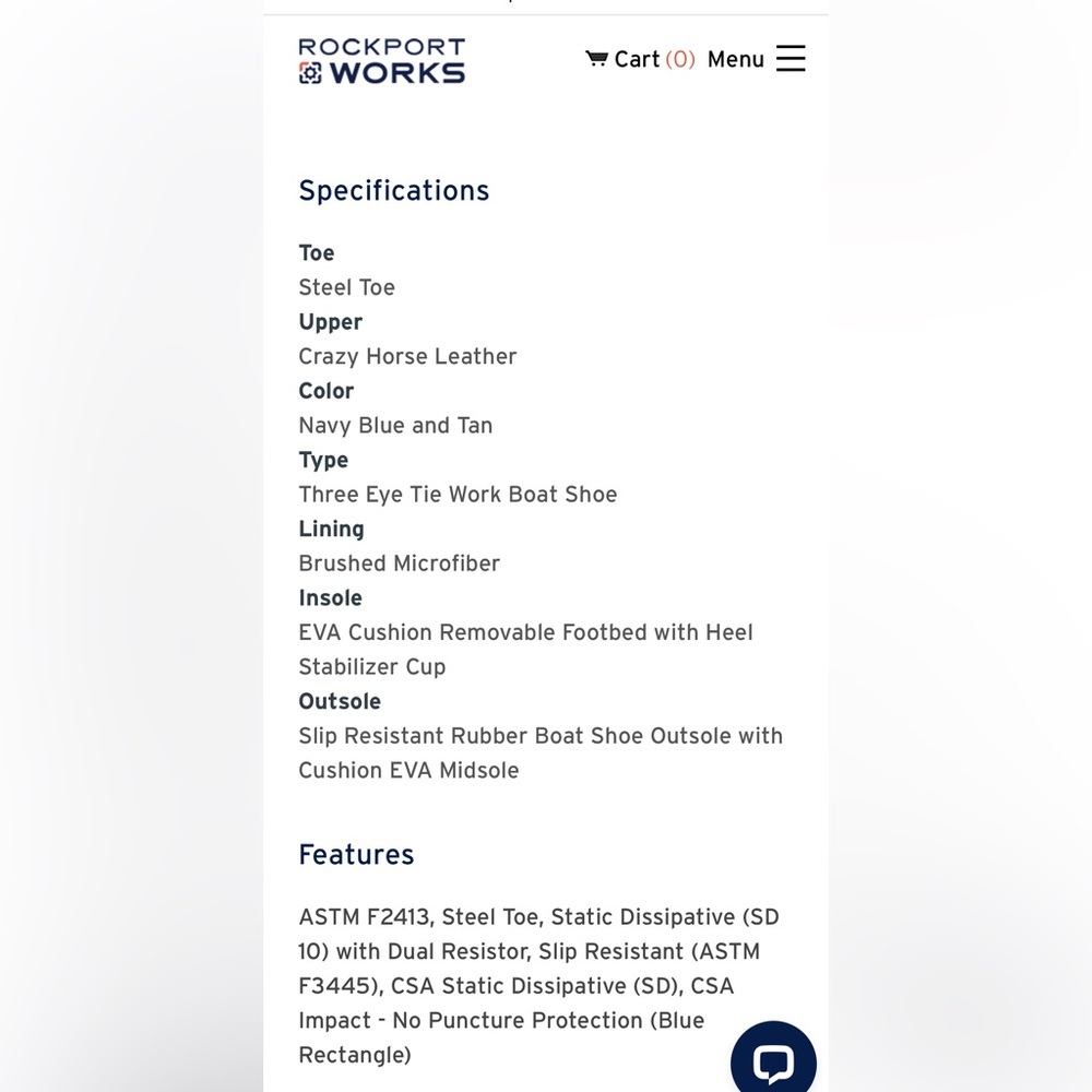 NWOT Rockport Works sailing club navy tan slip resistant SZ 7.5 Safety shoes - Picture 7 of 13